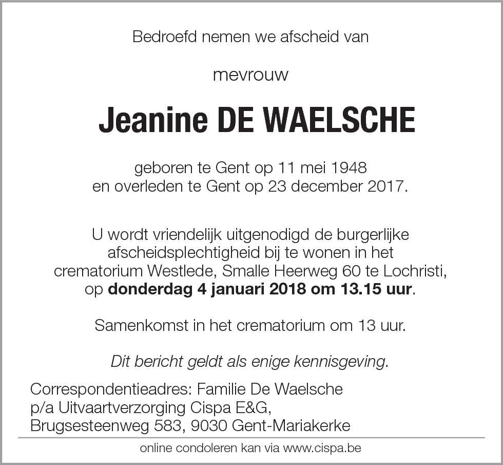 Jeanine De Waelsche