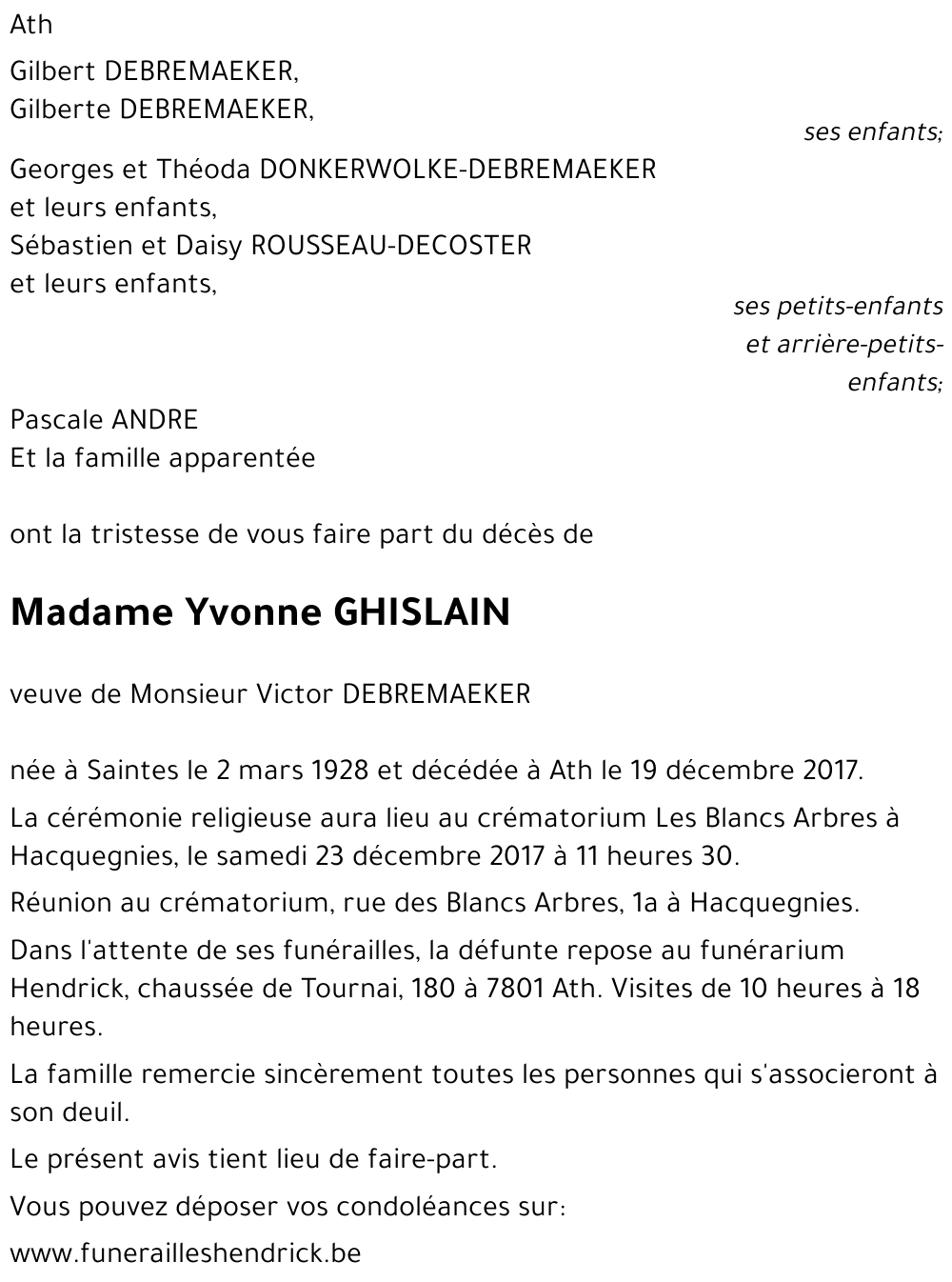 Yvonne GHISLAIN
