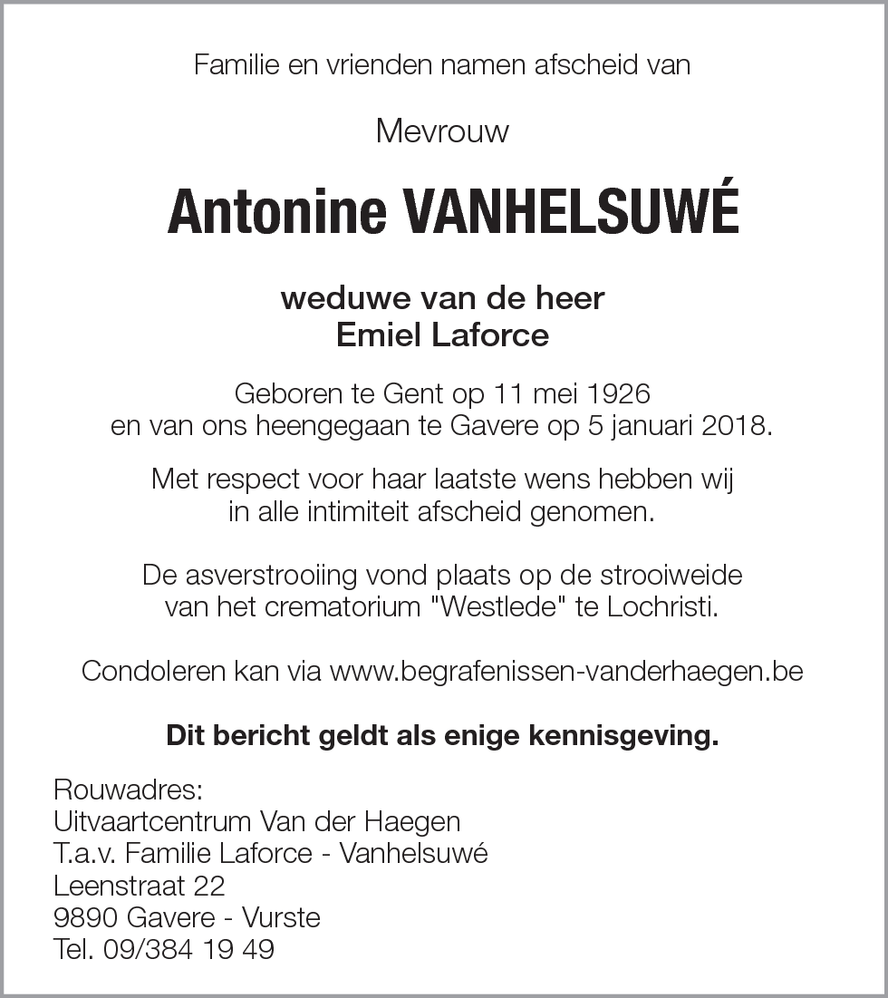 Antonine Vanhelsuwé