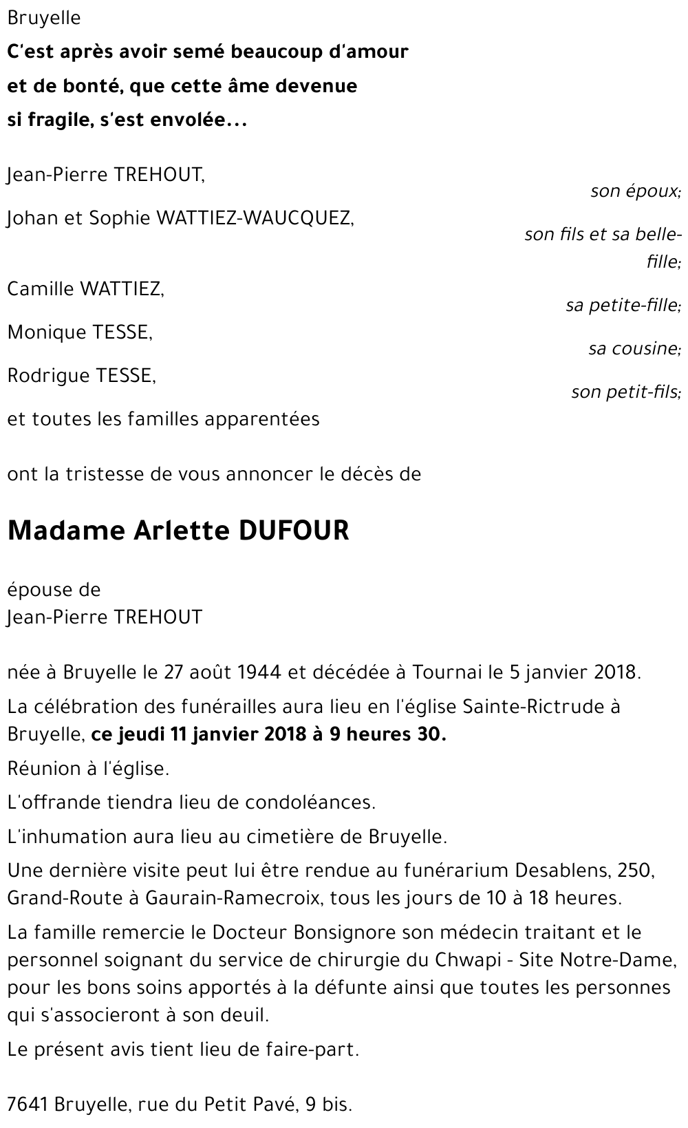 Arlette DUFOUR