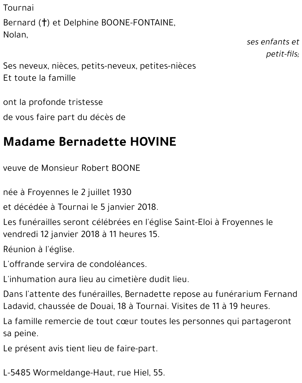 Bernadette HOVINE