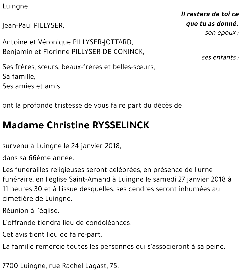 Christine RYSSELINCK
