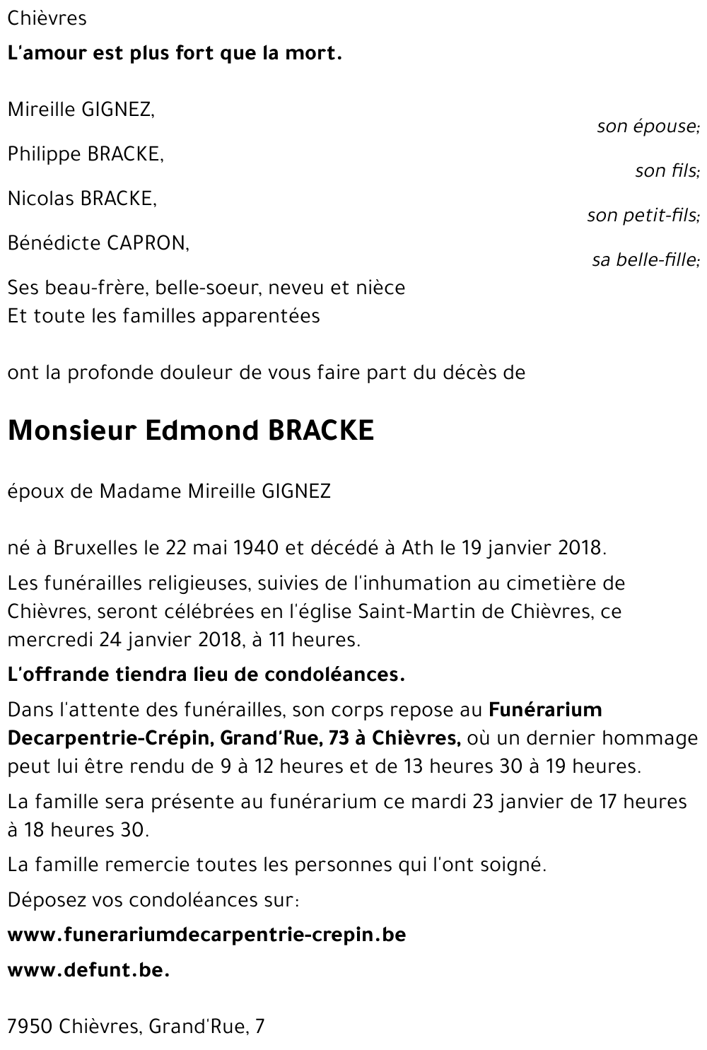 Edmond BRACKE