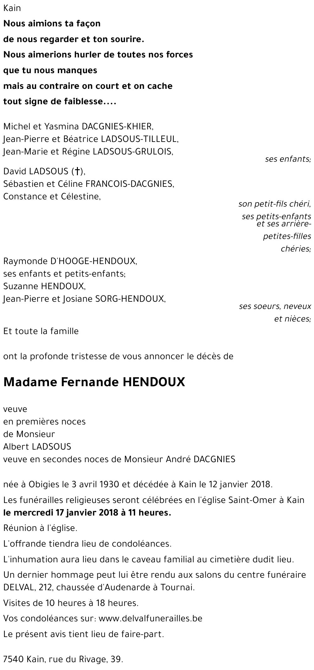 Fernande HENDOUX