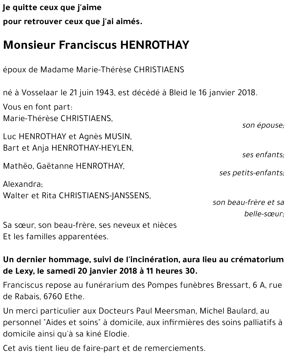 Franciscus HENROTHAY 