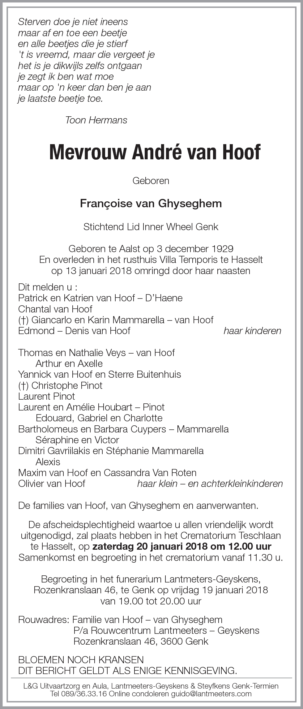 Françoise VAN GHYSEGHEM