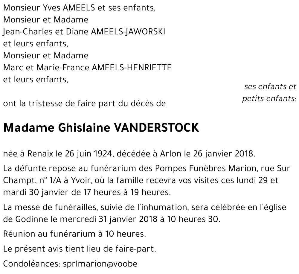 Ghislaine VANDERSTOCK