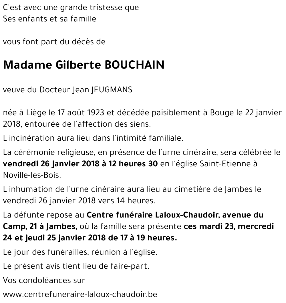Gilberte BOUCHAIN