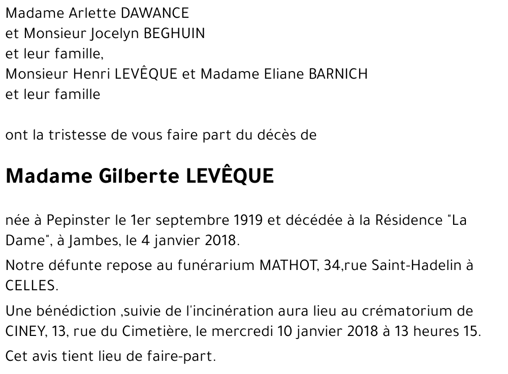 GILBERTE LEVÊQUE
