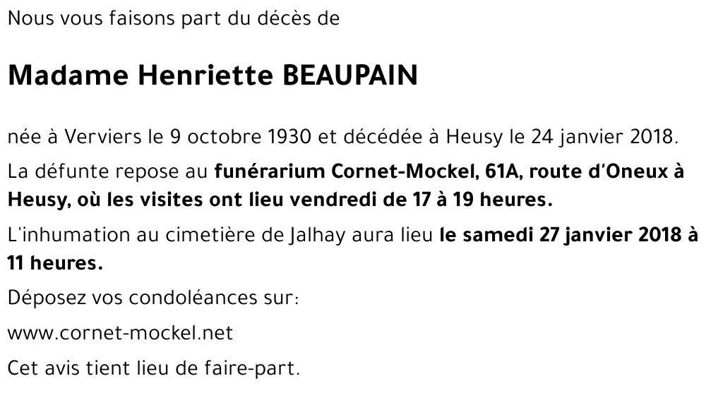 Henriette BEAUPAIN