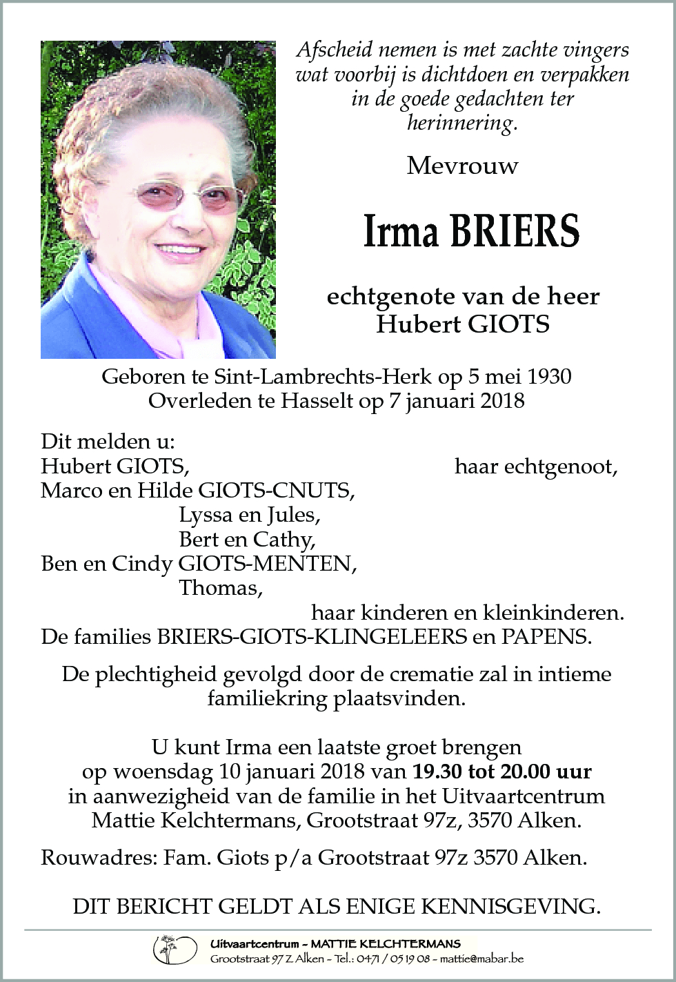 Irma BRIERS