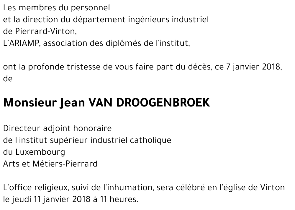 Jean VAN DROOGENBROEK 