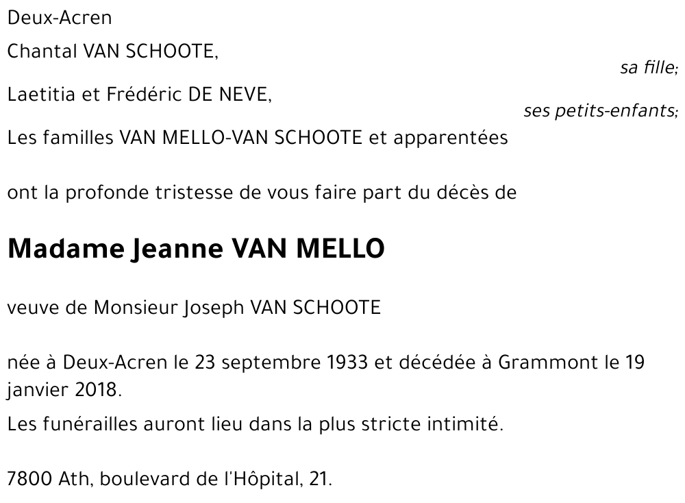 Jeanne VAN MELLO