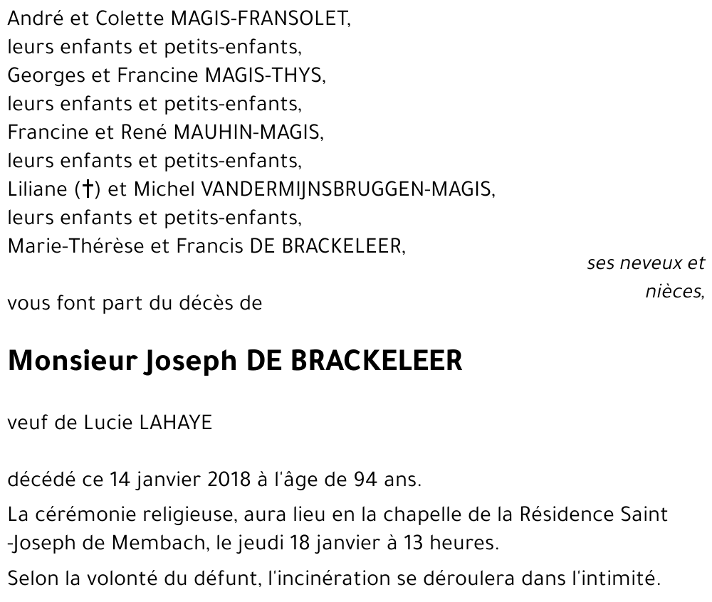 Joseph DE BRACKELEER