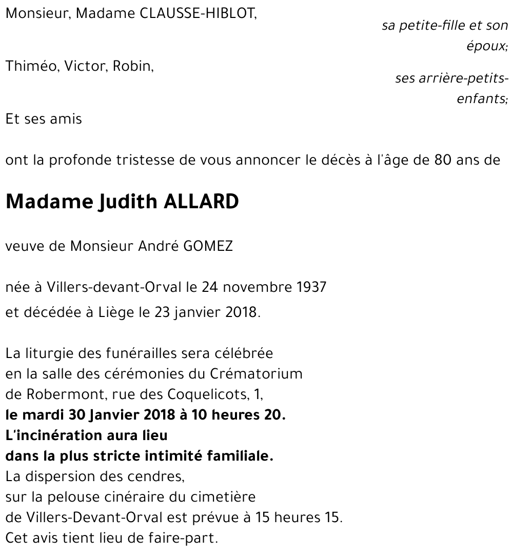 Judith ALLARD