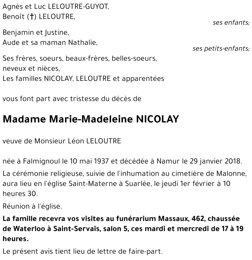 Marie-Madeleine NICOLAY