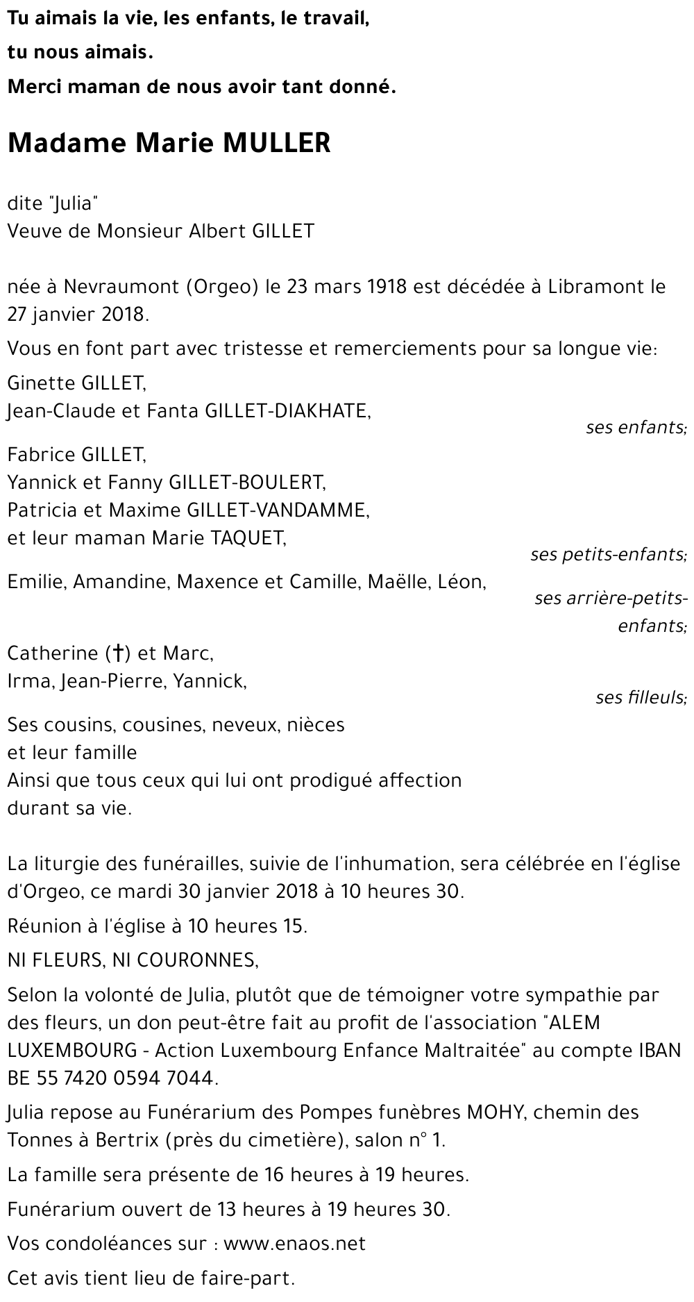 Marie MULLER dite 