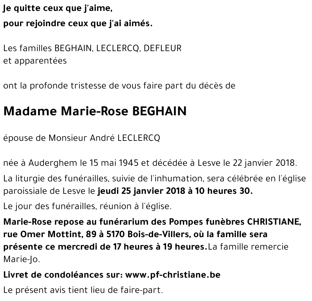 Marie-Rose BEGHAIN