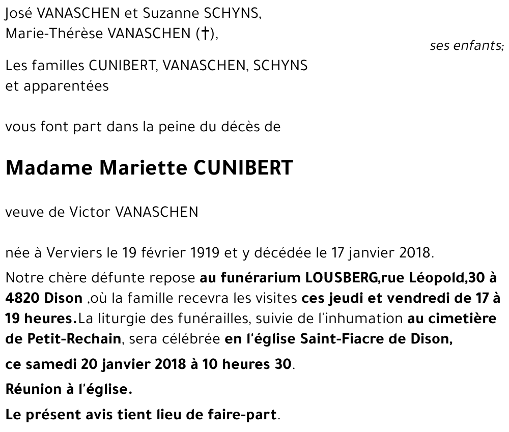 Mariette CUNIBERT