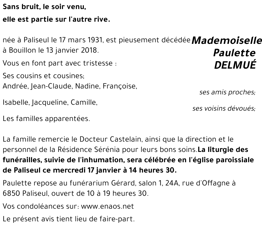Paulette DELMUÉ