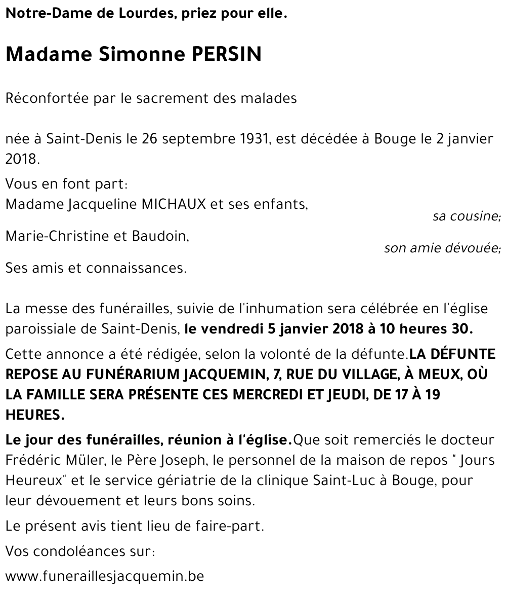 Simonne PERSIN
