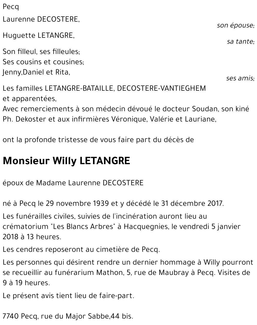 Willy LETANGRE