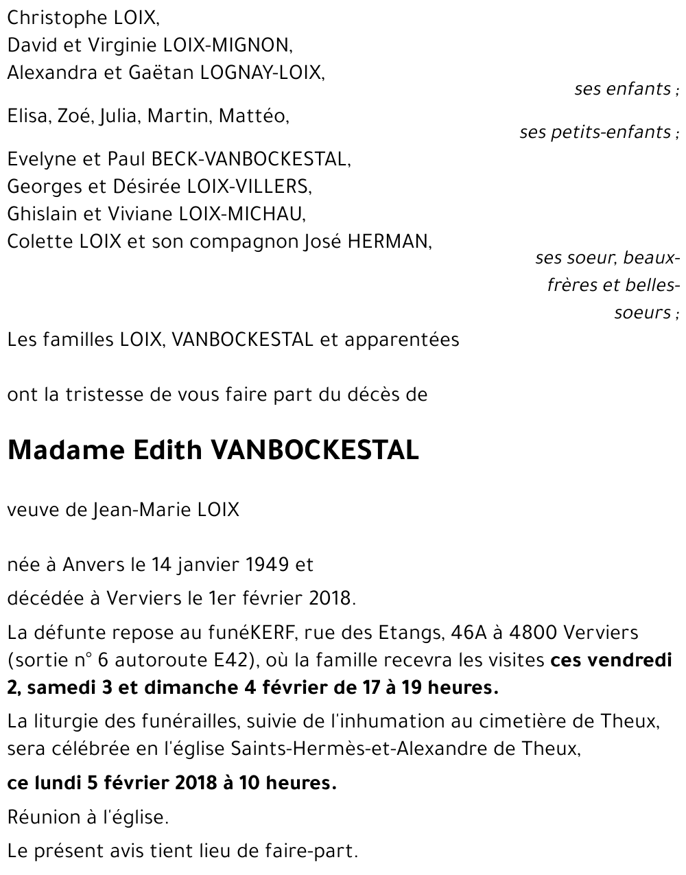 Edith VANBOCKESTAL