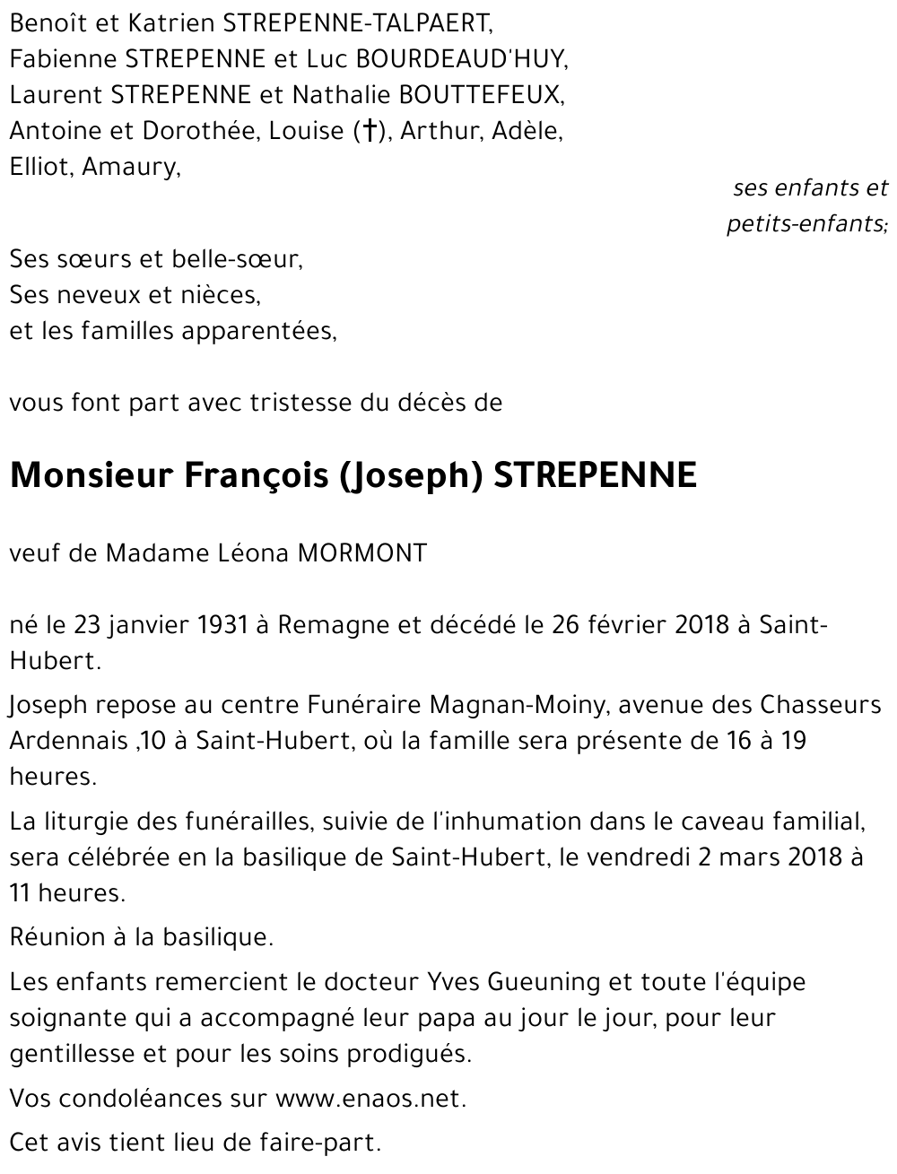 François (Joseph STREPENNE