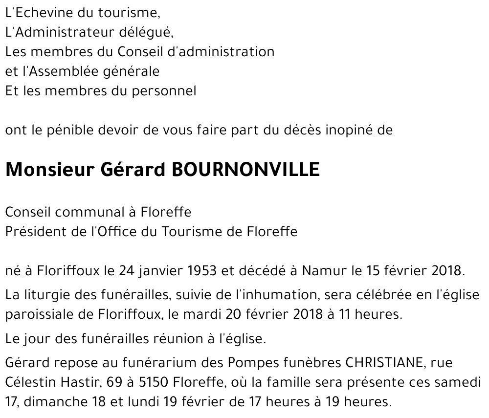 Gerard BOURNONVILLE