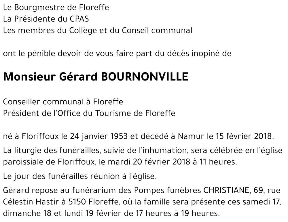 Gerard BOURNONVILLE