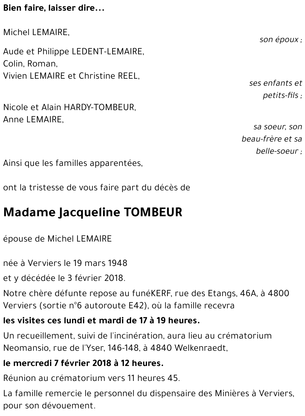Jacqueline TOMBEUR