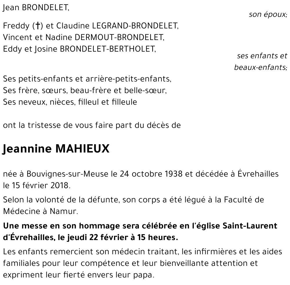 Jeannine MAHIEUX