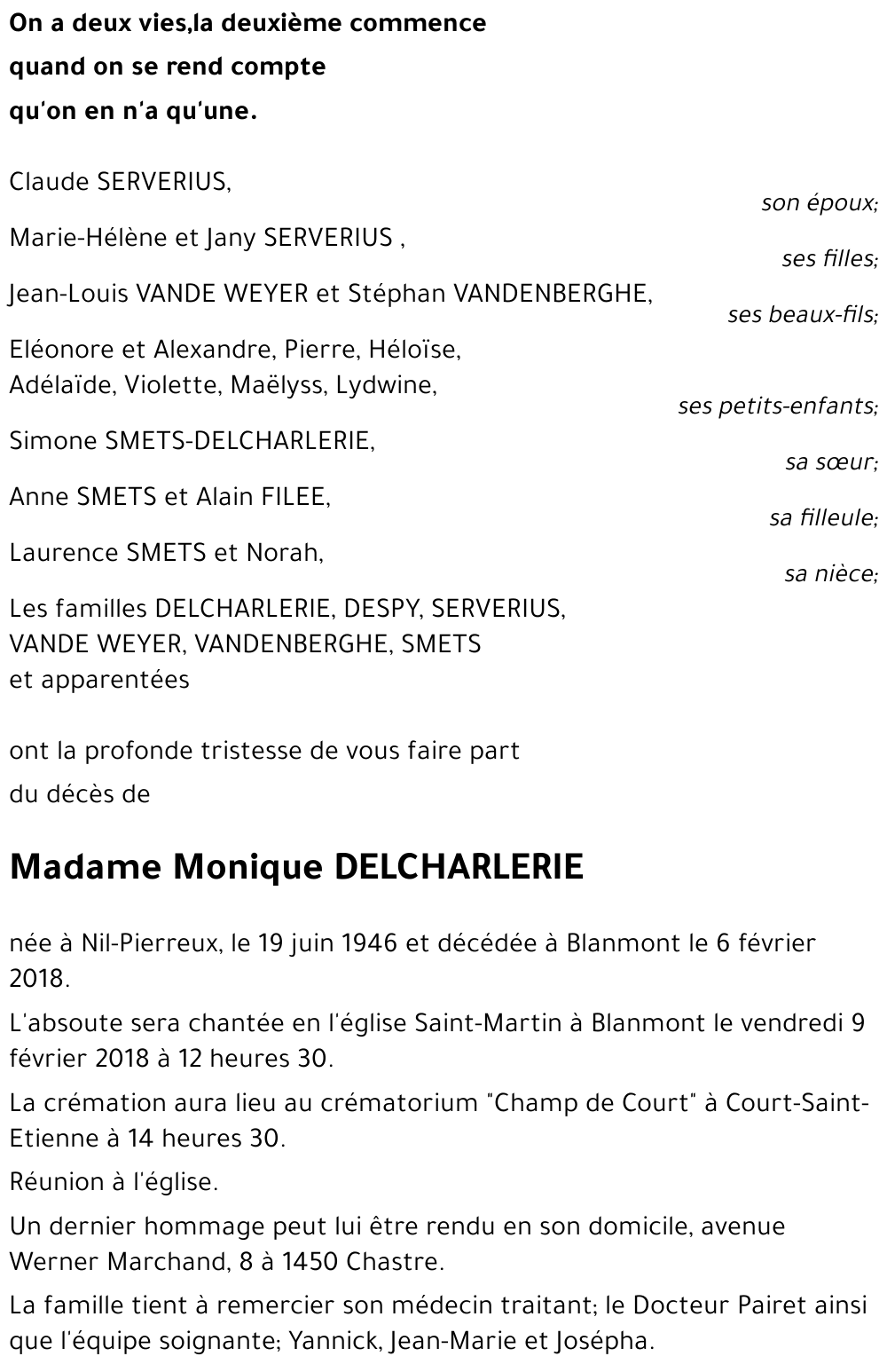 Monique DELCHARLERIE