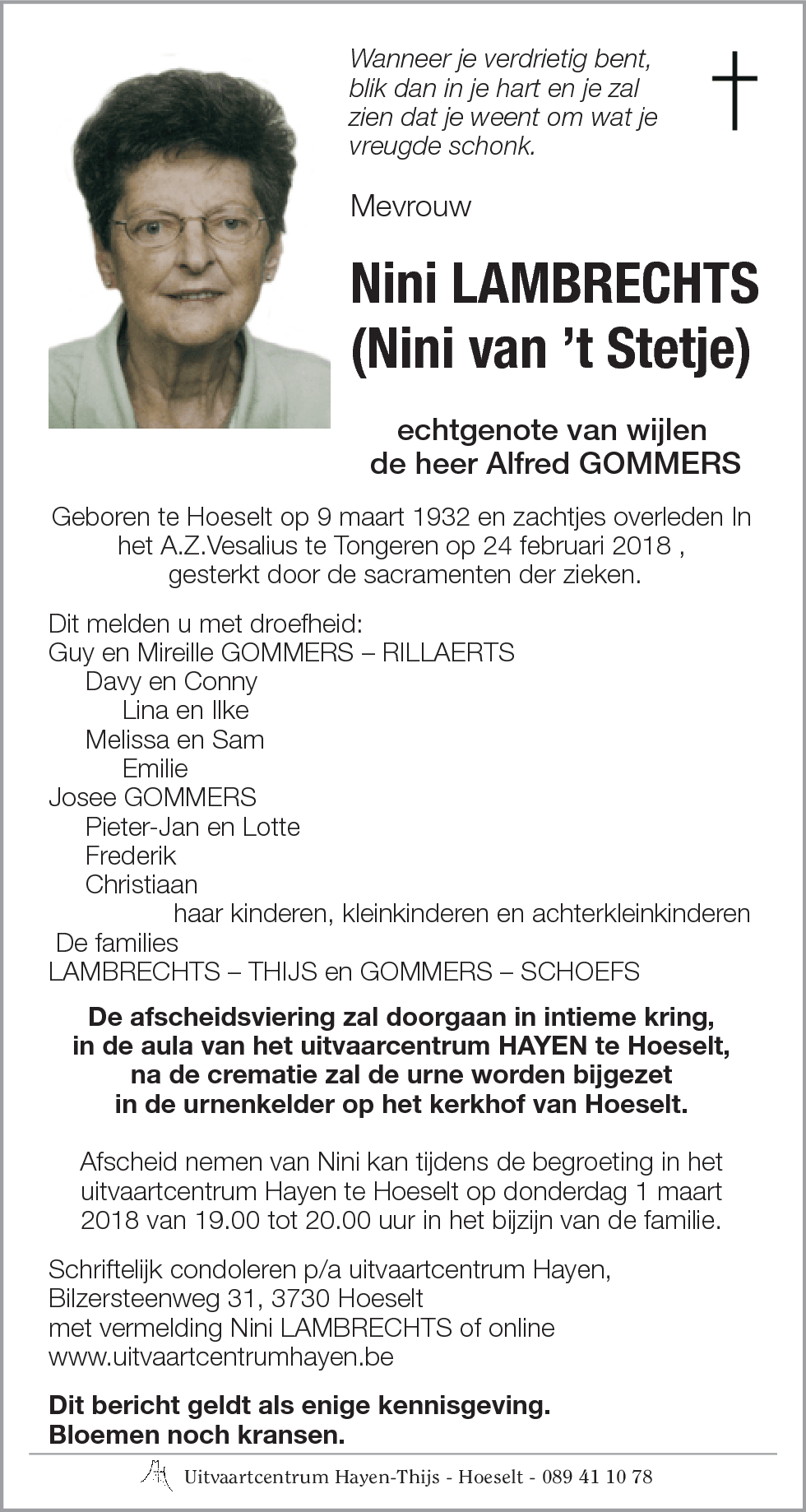 Nini (Nini van ’t Stetje) LAMBRECHTS