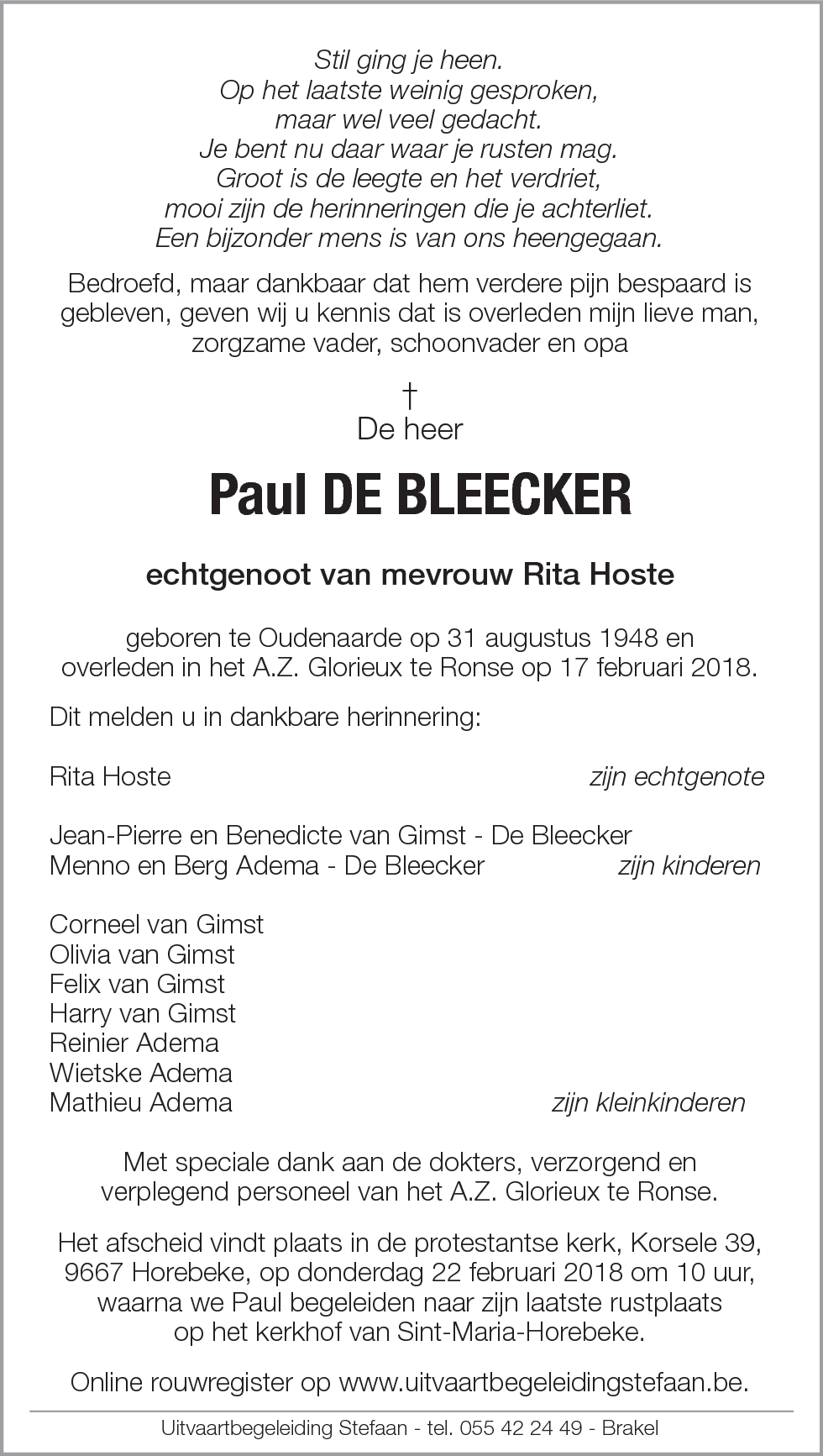Paul De Bleecker