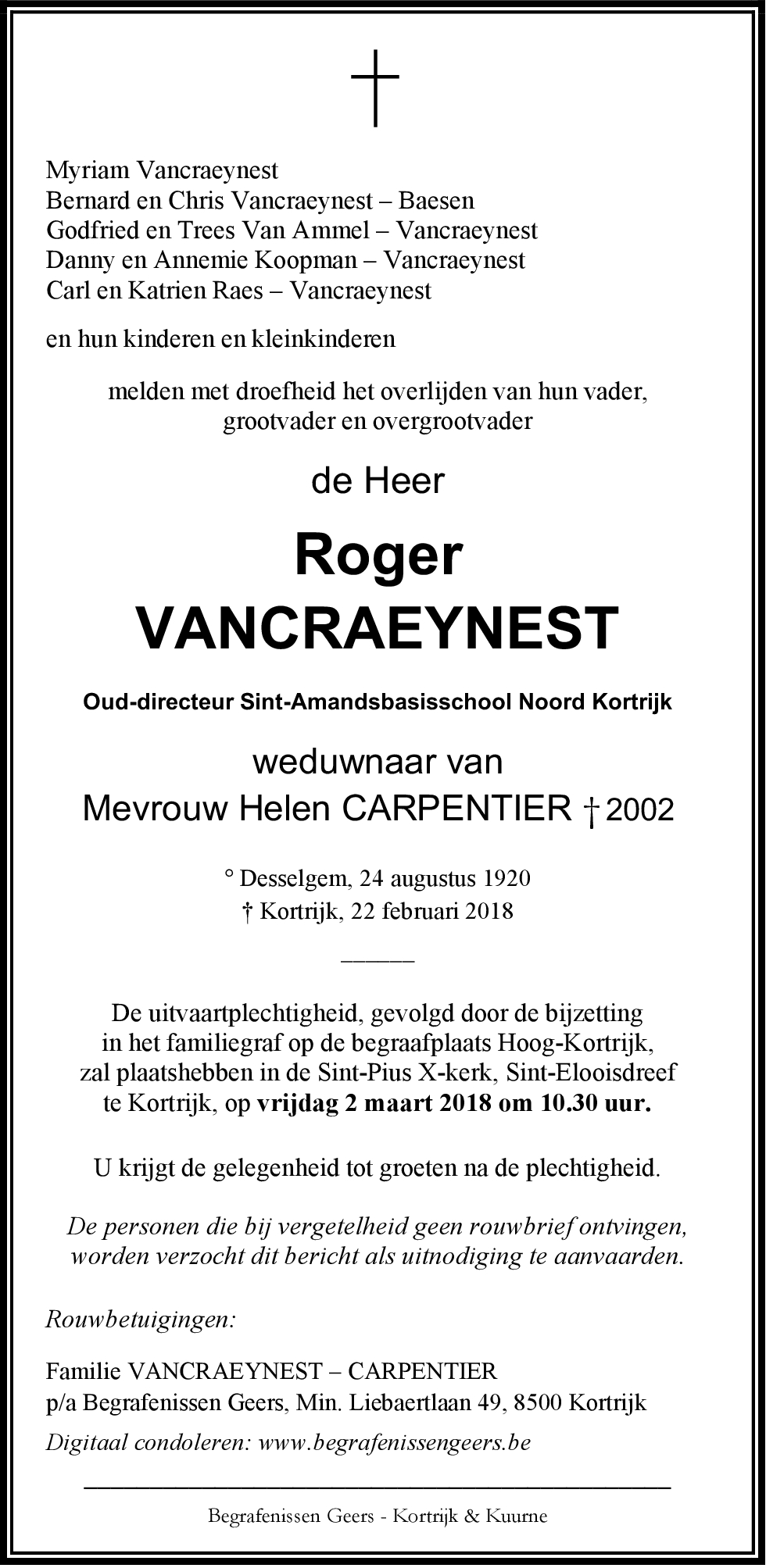 Roger VANCRAEYNEST