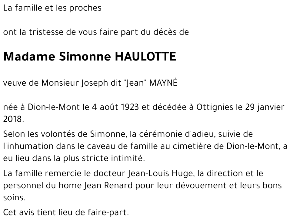 Simonne HAULOTTE
