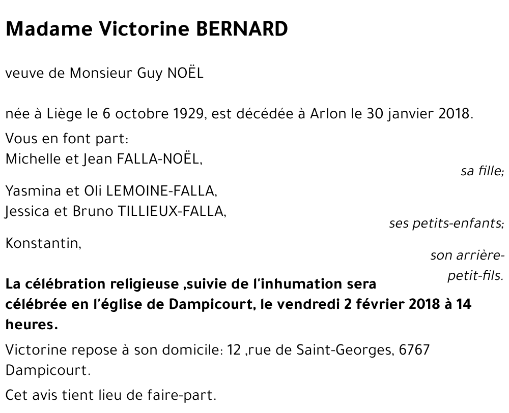 Victorine BERNARD 