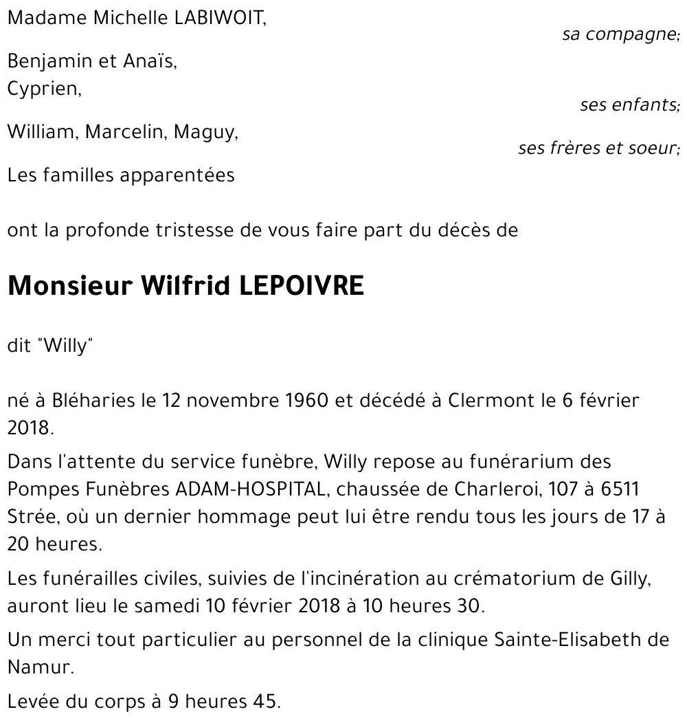 Wilfrid LEPOIVRE