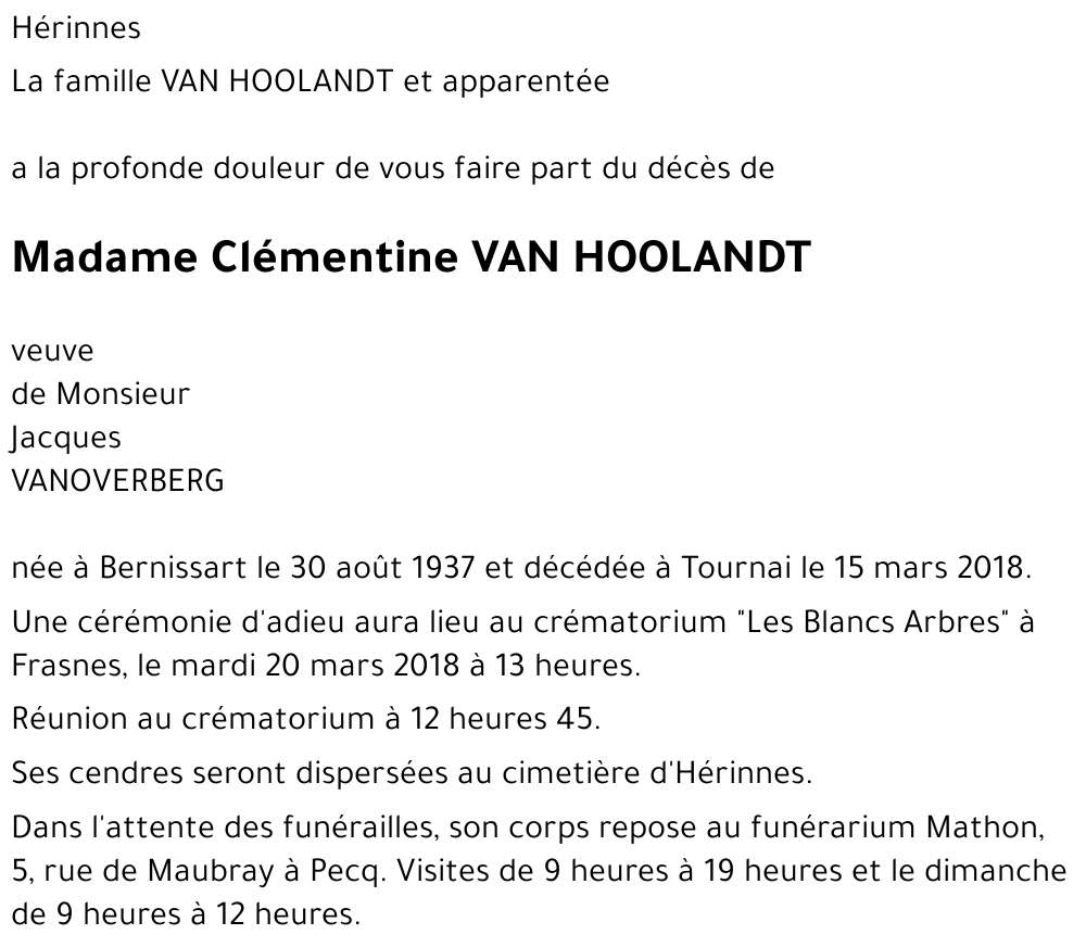 Clémentine VAN HOOLANDT