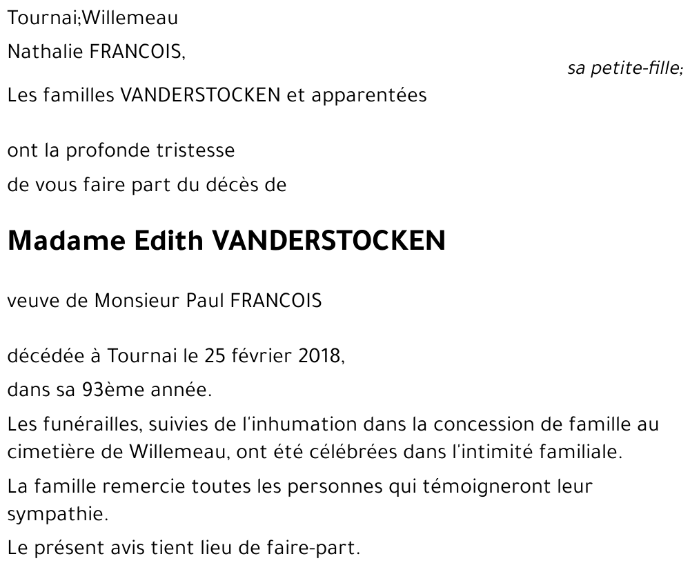 Edith VANDERSTOCKEN