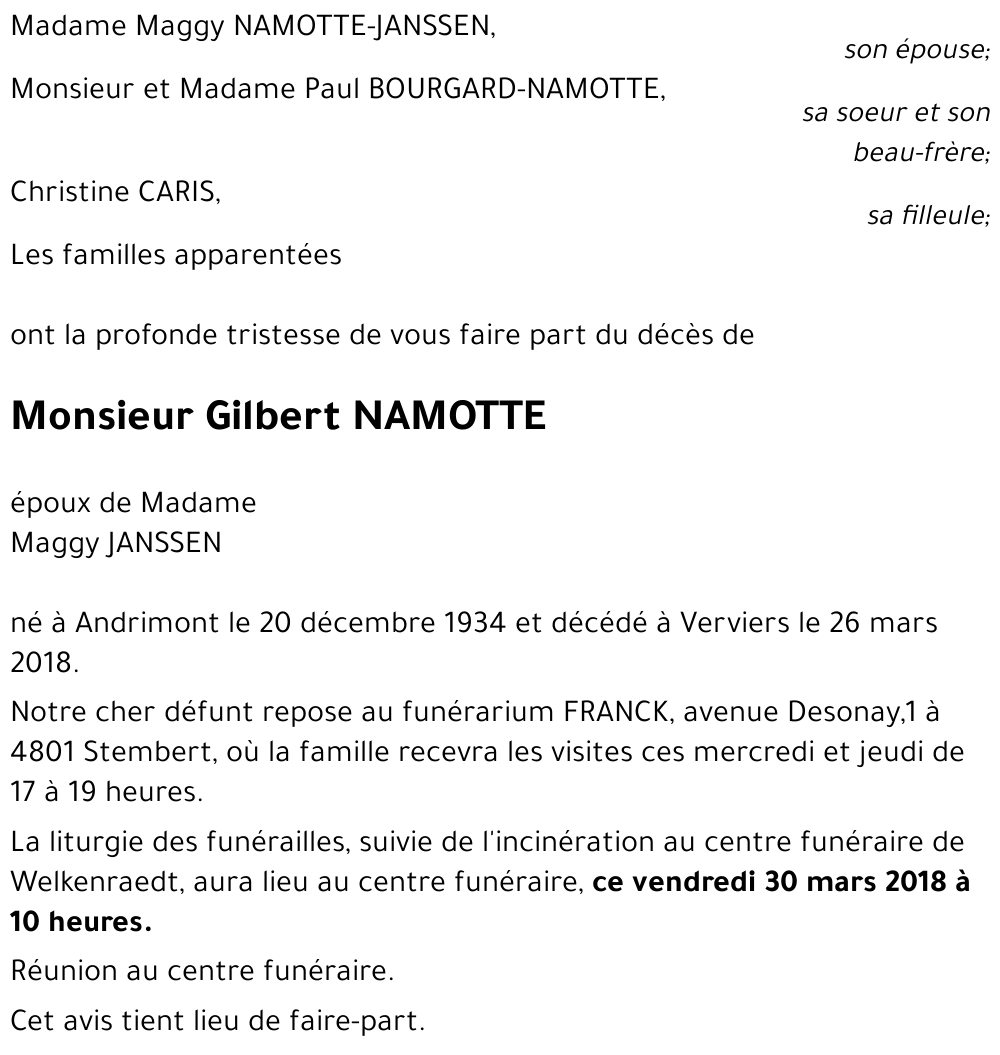Gilbert NAMOTTE