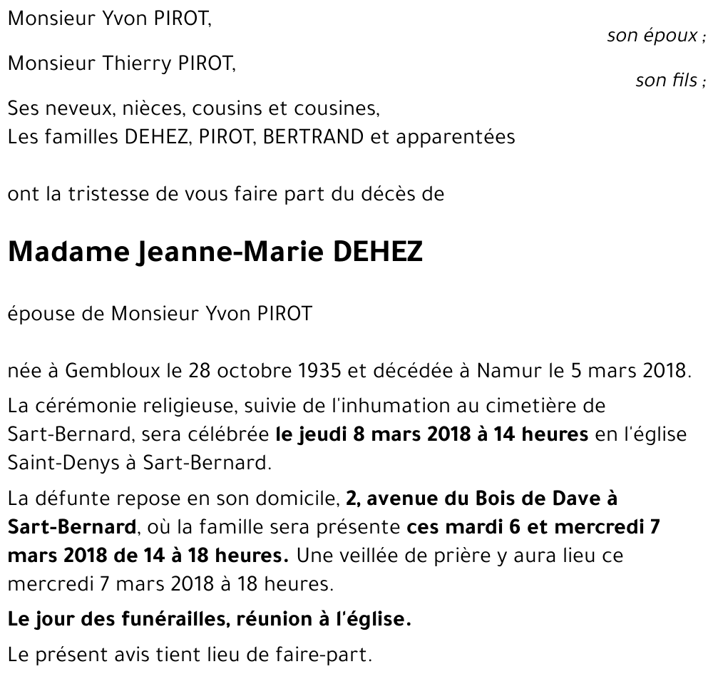 Jeanne-Marie DEHEZ