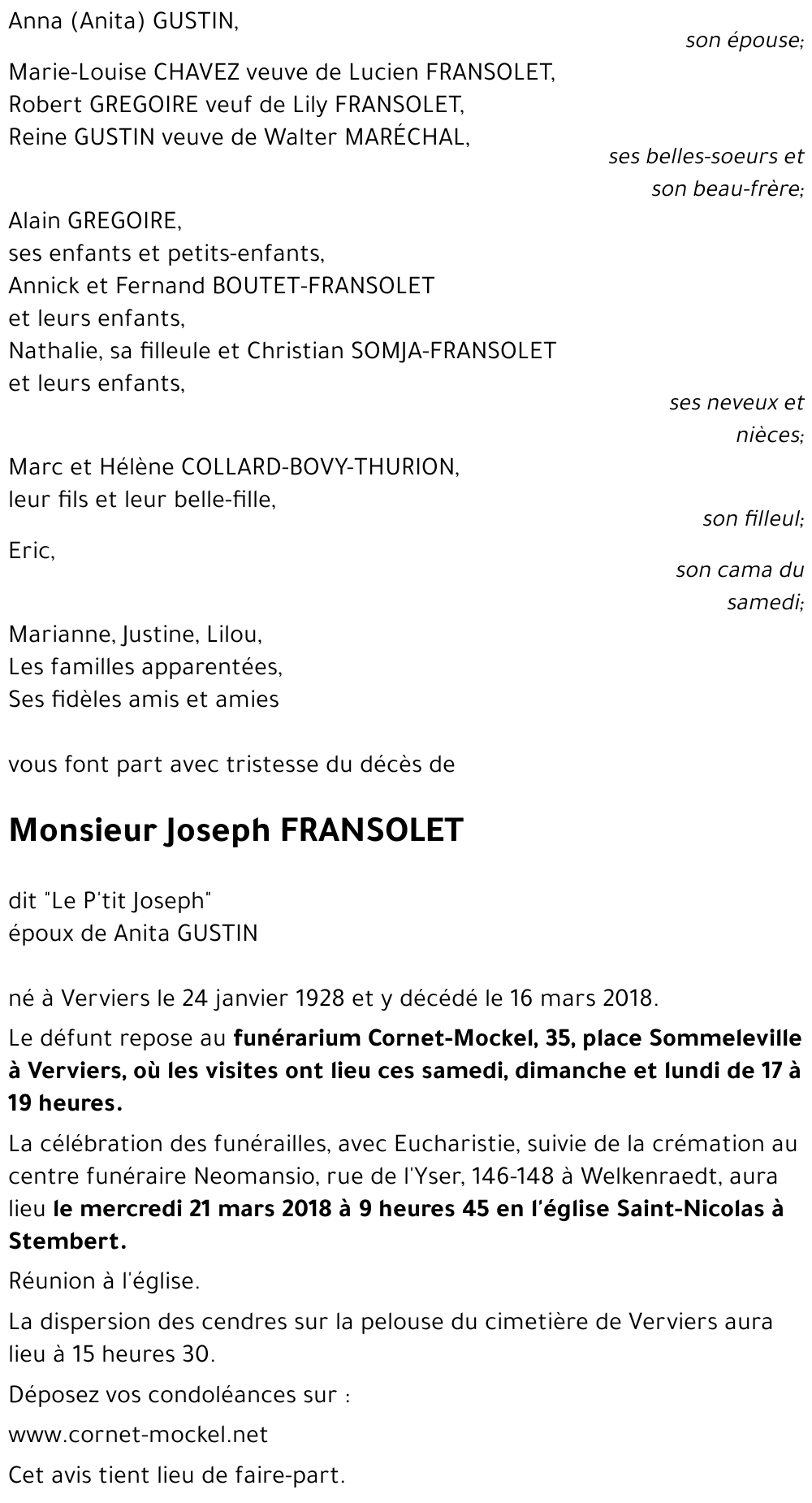 Joseph FRANSOLET