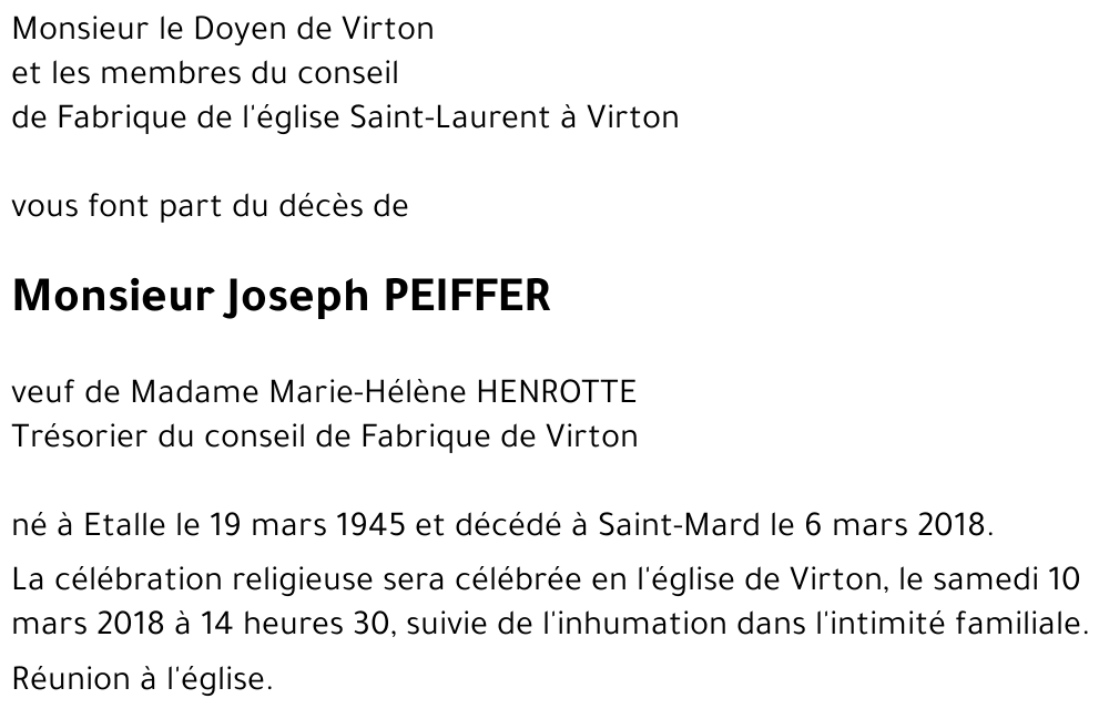Joseph PEIFFER 