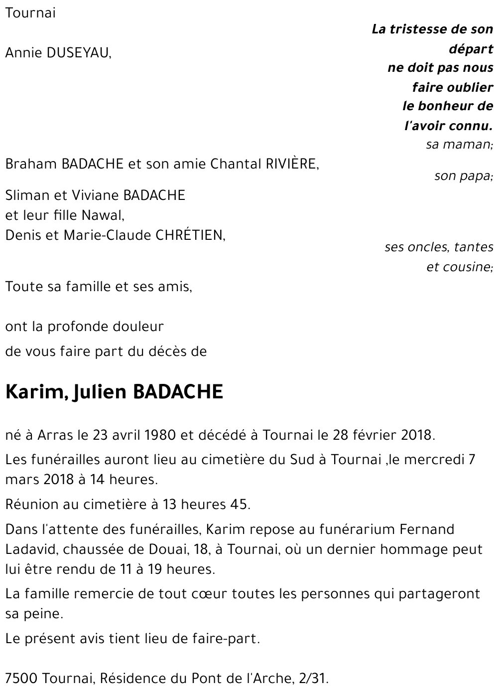 Karim, Julien BADACHE
