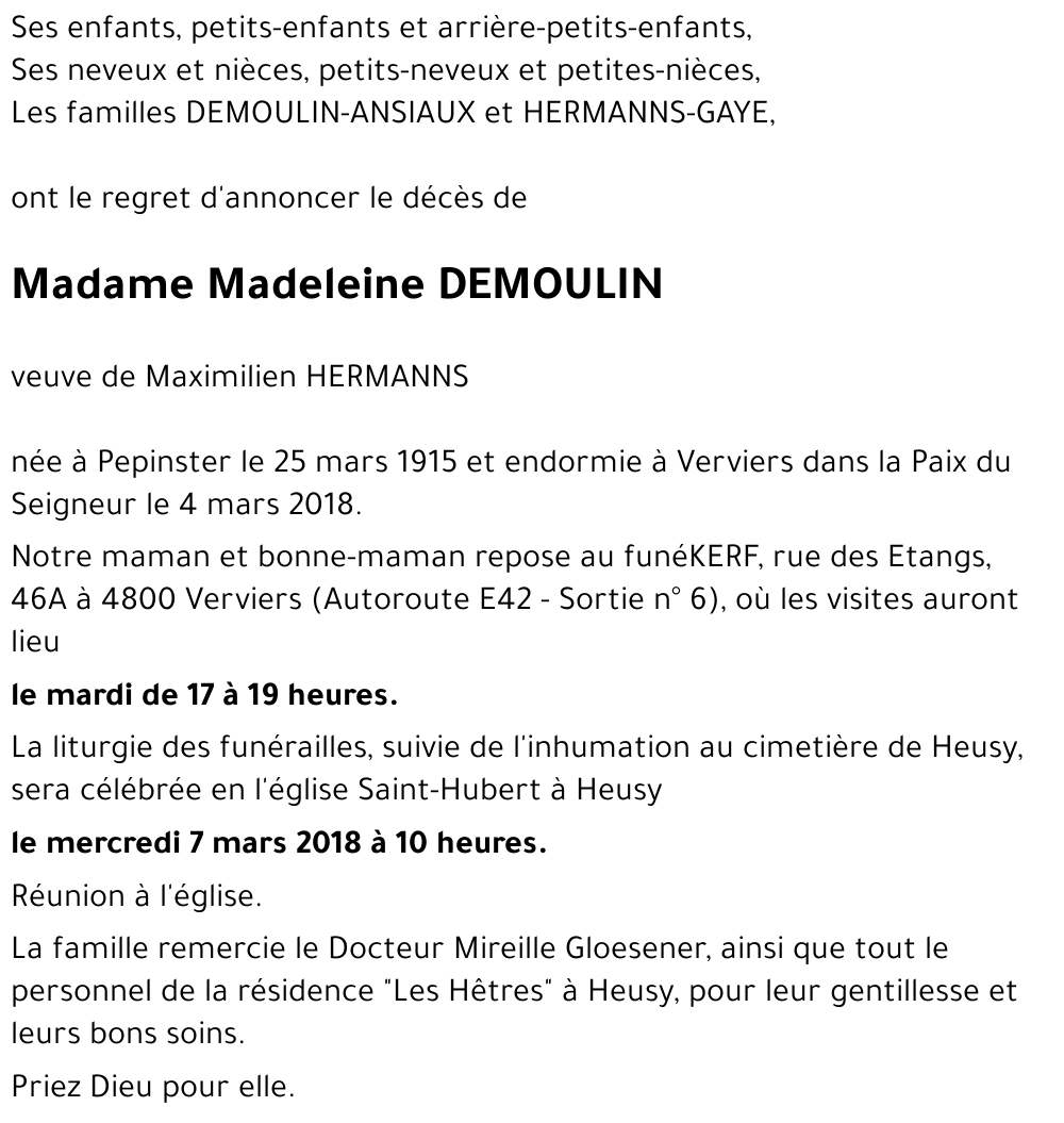 Madeleine DEMOULIN
