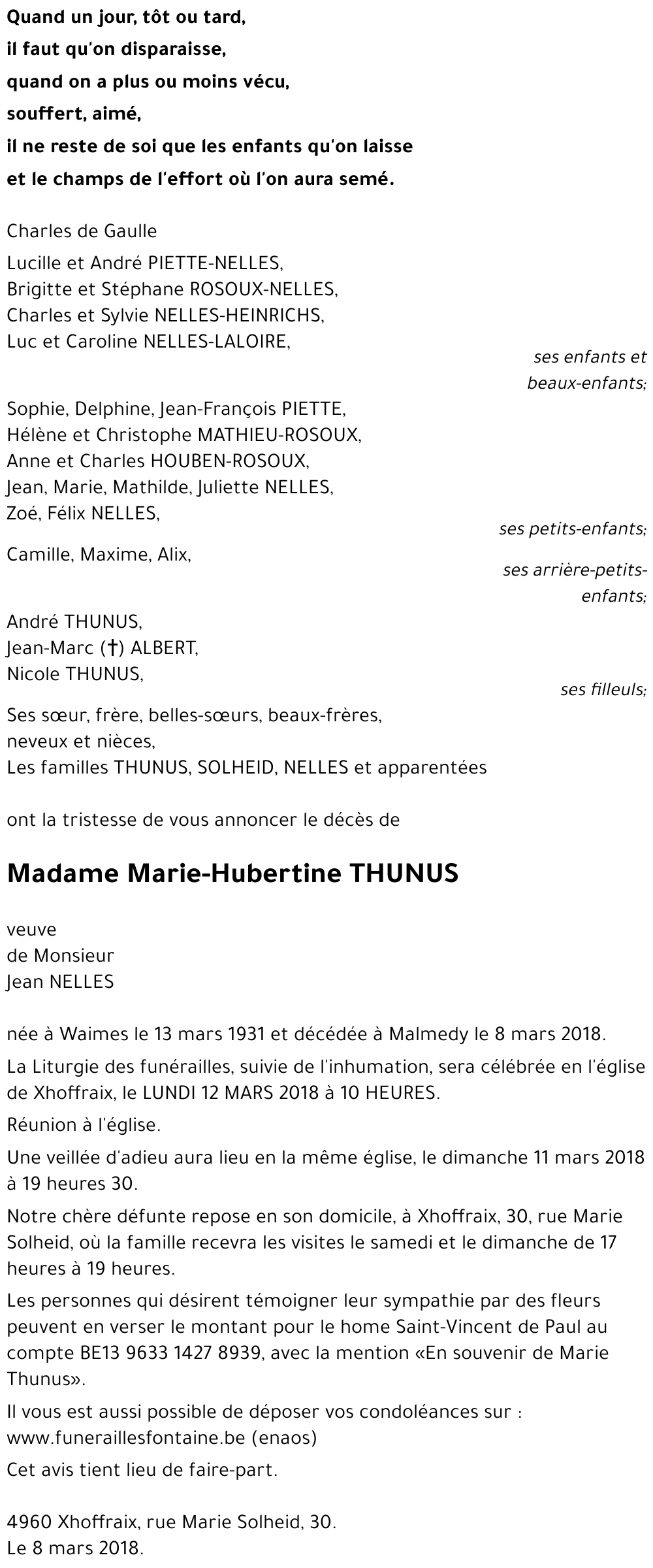 Marie-Hubertine THUNUS