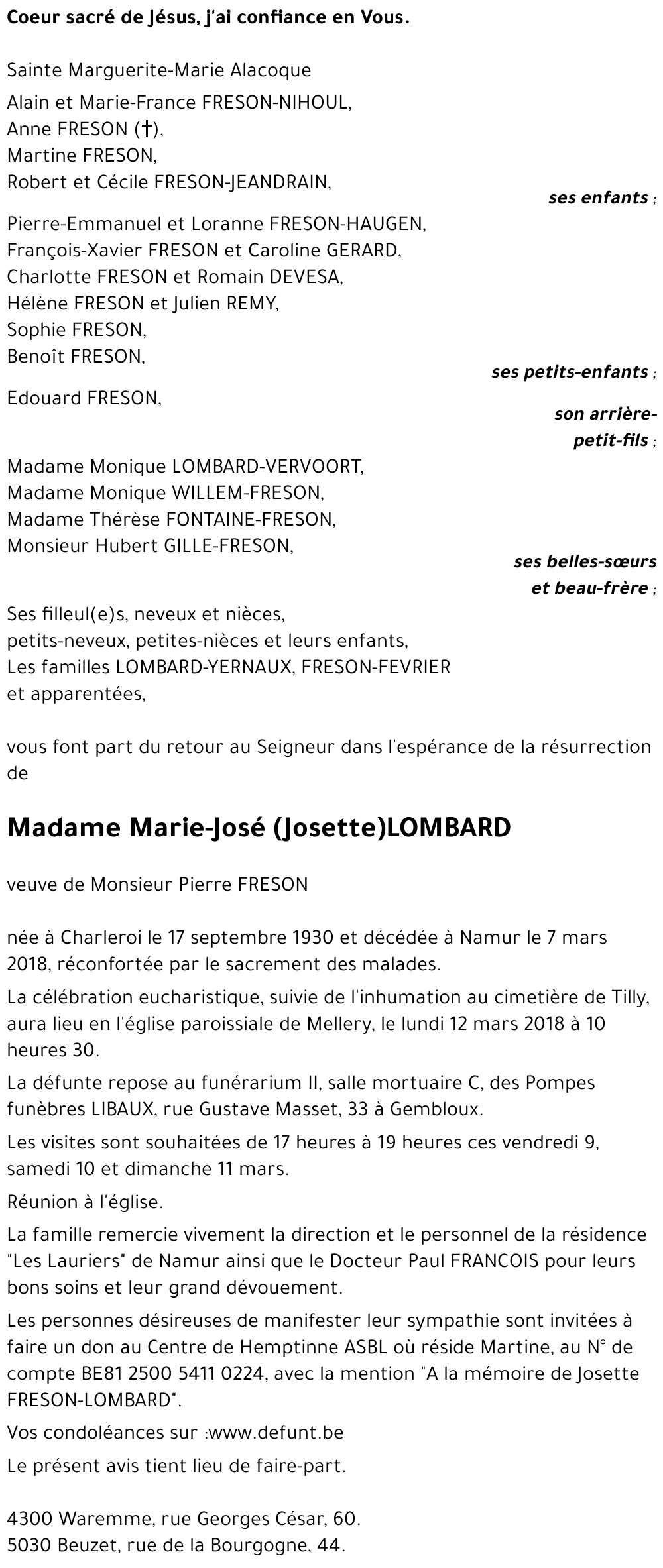 Marie-José (Josette) LOMBARD