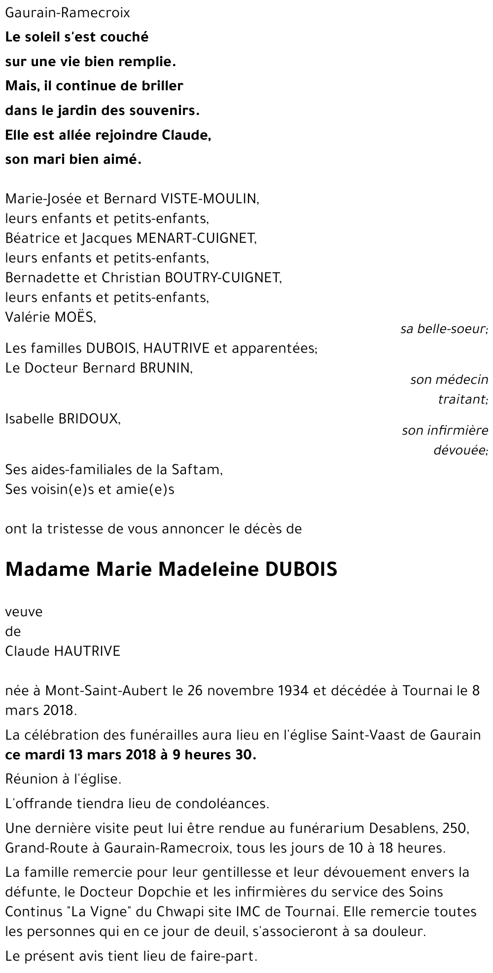 Marie-Madeleine DUBOIS